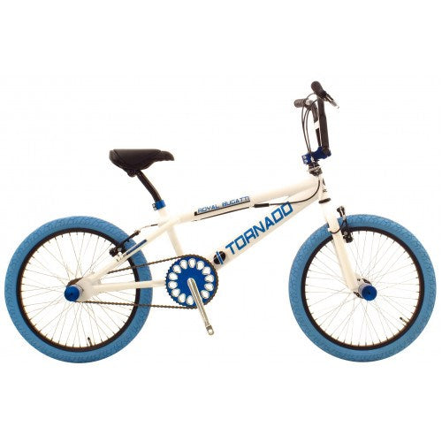 Tornado 20 inch freestyle bicycle white blue tires 2000020