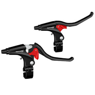 brake lever set V-brake 3-finger black aluminum 2-piece