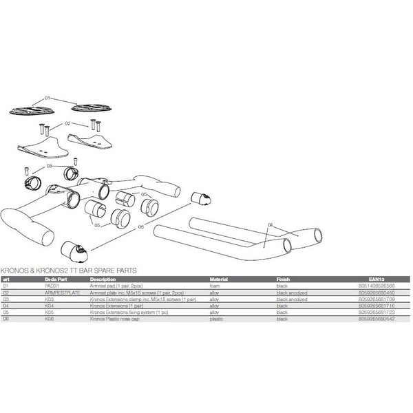 DEDA Time Trial Handlebar Kronos2 42cm Lowrider Carbon