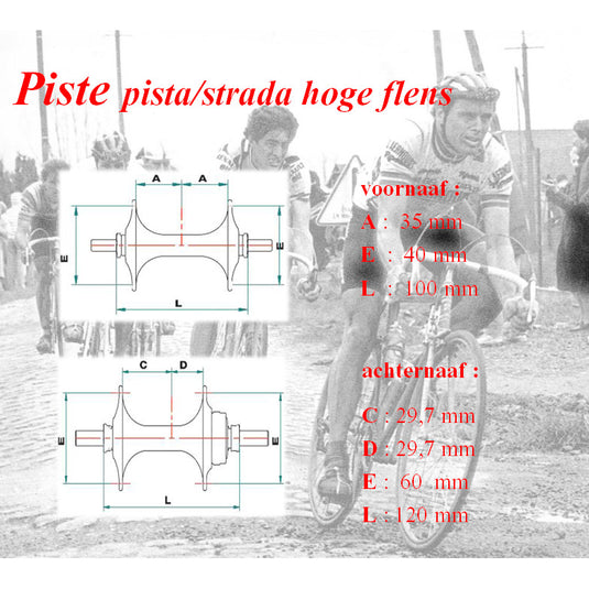 Miche naafset pista strada v+a 32g m hoge-flens flip flop zi.