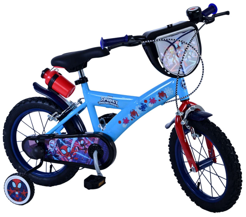 Load image into Gallery viewer, Spidey and his amazing friends Spidey Kinderfiets Jongens 14 inch Blauw Twee handremmen
