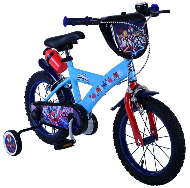 Load image into Gallery viewer, Spidey and his amazing friends Spidey Kinderfiets Jongens 14 inch Blauw Twee handremmen

