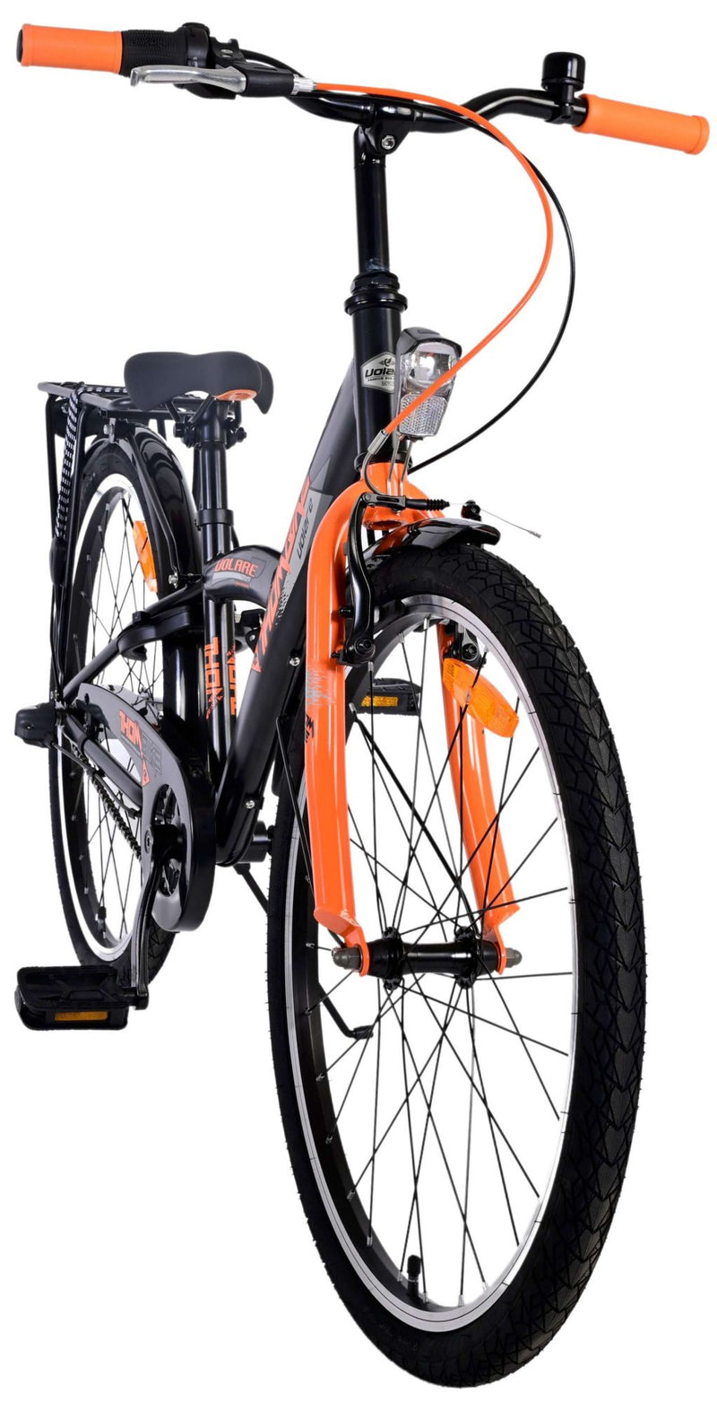 Load image into Gallery viewer, Volare Thombike Kinderfiets Jongens 24 inch Zwart Oranje 3 versnellingen
