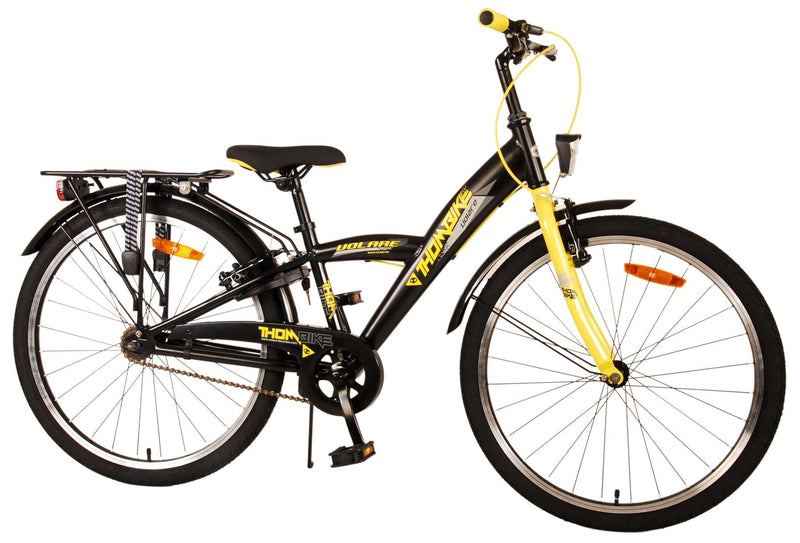 Load image into Gallery viewer, Volare Thombike Kinderfiets Jongens 24 inch Zwart Geel Twee handremmen
