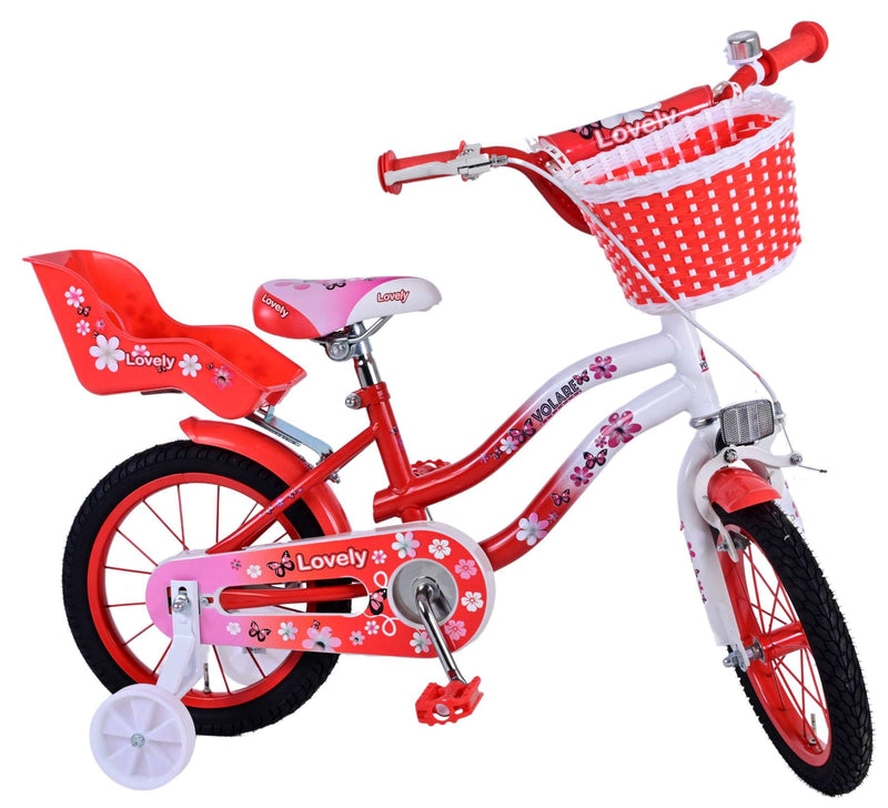 Load image into Gallery viewer, Volare Lovely Kinderfiets Meisjes 14 inch Rood Wit
