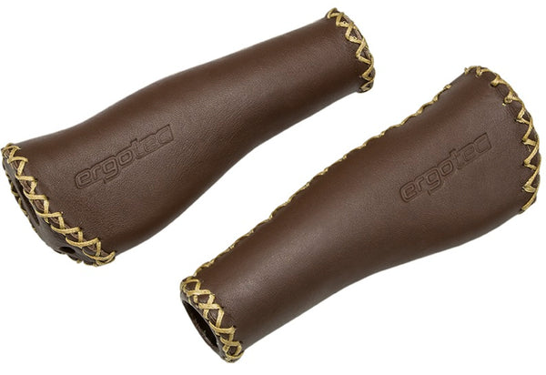Ergotec Set Grips Monaco Leather 135/135mm brown