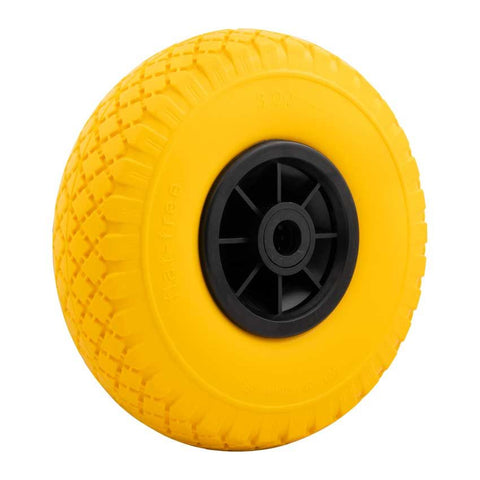 Sr wheel solid yellow anti puncture 300x4 260x85 black plastic rim