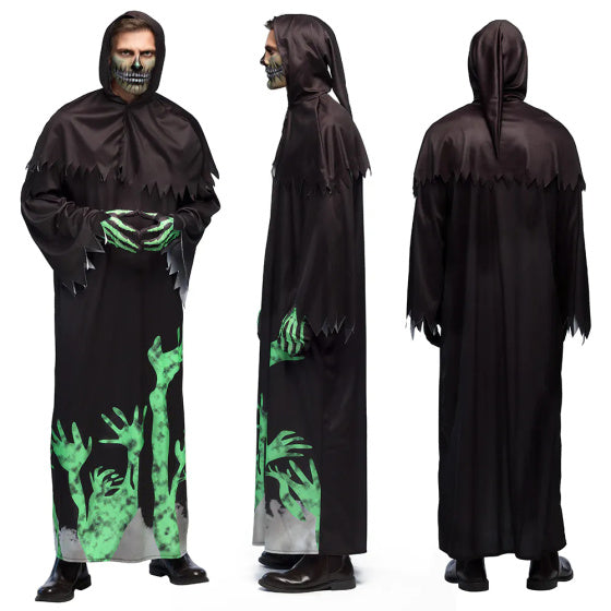 Load image into Gallery viewer, Boland Glowing reaper kostuum heren zwart groen maat 54 56 (XL)
