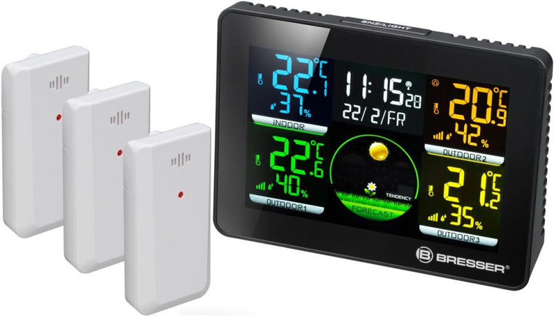 Load image into Gallery viewer, Bresser Weerstation Thermo Hygro Quadro NLX 17 cm zwart 4-delig
