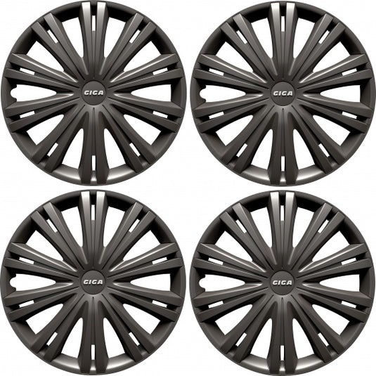 Carpoint Wieldoppen Giga 15 inch antraciet set van 4