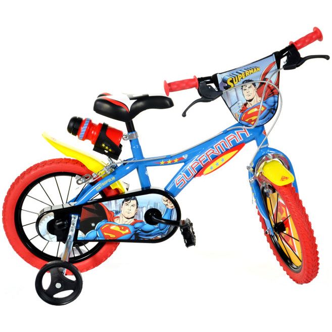 superman 16 inch 27 cm boys squeeze brake blue / red