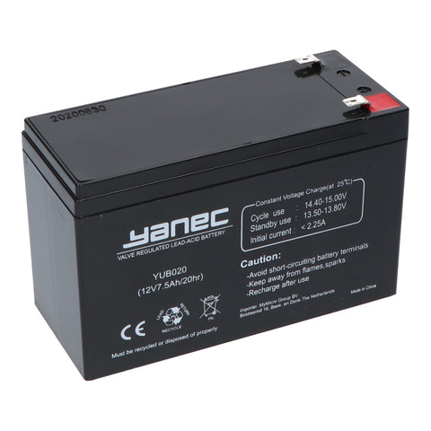 Yanec loodaccu 12v 7.5ah (6.3mm)