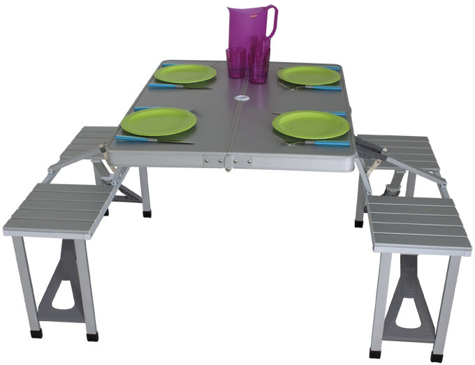 Load image into Gallery viewer, Eurotrail Campingtafel Limoux 86 x 68 cm aluminium grijs
