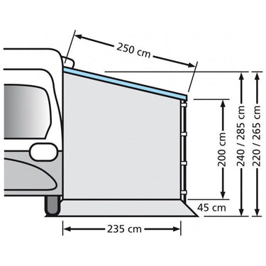 Eurotrail Zijwand zonder raam Camper 235 x 240 cm polyester grijs