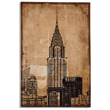 Giftdecor Schilderij York Chrysler 90 x 60 cm linnen bruin