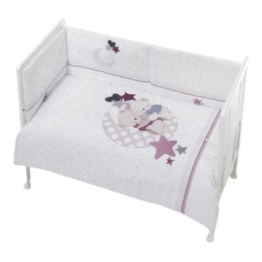 Interbaby Bedtextielset Maan 70 x 140 katoen wit roze 3-delig