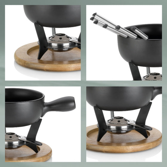 Load image into Gallery viewer, Kela Country fondueset 6 personen 2 liter 10-delig zwart
