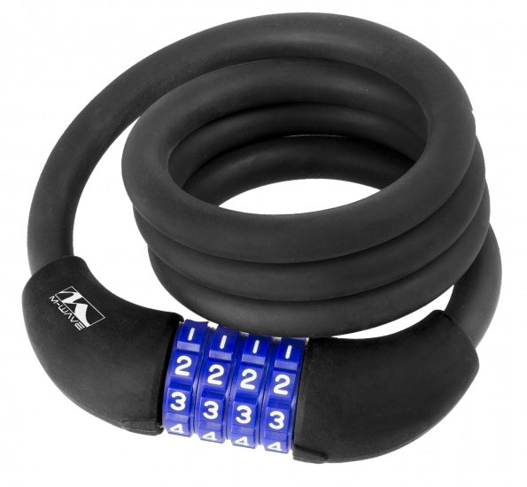 Spiral lock number combination silicone 1000 x 12 mm black