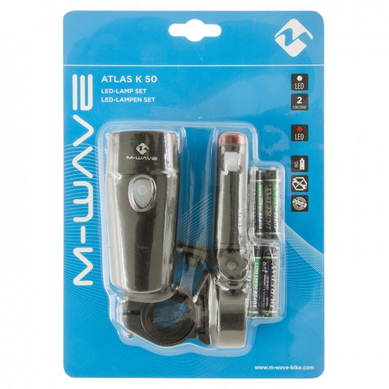 Load image into Gallery viewer, M-Wave Verlichtingsset Atlas K 50 led batterij zwart
