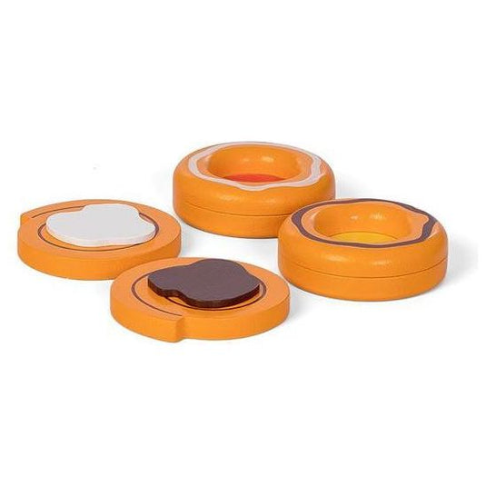 Mamamemo Deens gebak junior 6 cm hout oranje bruin 4-delig
