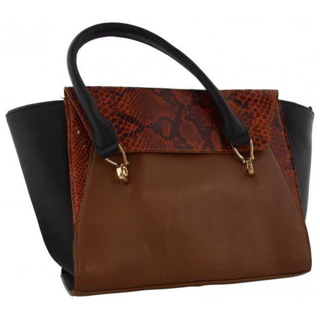 Load image into Gallery viewer, Mh bijoux Schoudertas dames 24 x 41 cm leer zwart bruin 2-delig

