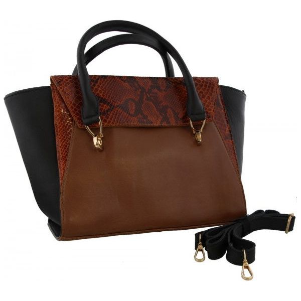 Load image into Gallery viewer, Mh bijoux Schoudertas dames 24 x 41 cm leer zwart bruin 2-delig
