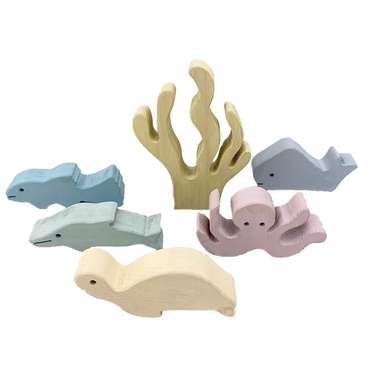 Papoose Toys Papoose Toys Pastel Wood Sea Story 6pc