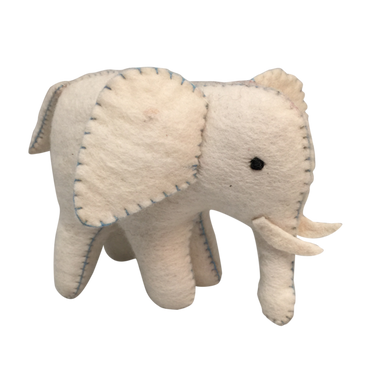 Papoose Toys Papoose Toys White Elephant Blue Stitching