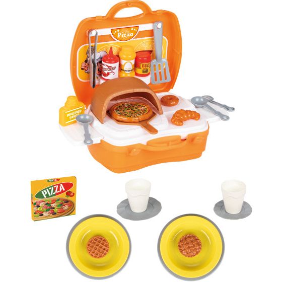 Load image into Gallery viewer, Pilsan Speelgoed pizzaset oranje 35-delig
