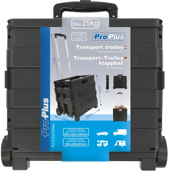 Load image into Gallery viewer, Proplus Bagagetrolley met inklapbare krat 40 liter 25 kg zwart
