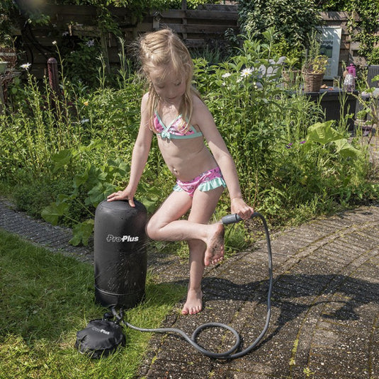 Proplus Campingdouche met voetpomp 11 liter zwart