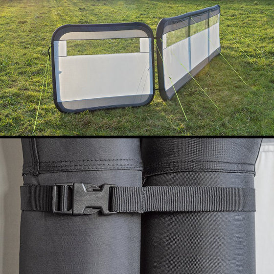 Load image into Gallery viewer, Proplus Windscherm opblaasbaar 160 x 140 cm lichtgrijs zwart
