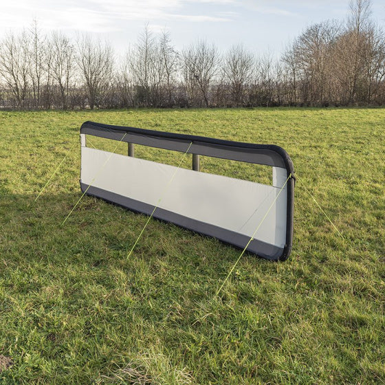 Load image into Gallery viewer, Proplus Windscherm opblaasbaar 480 x 140 cm lichtgrijs zwart
