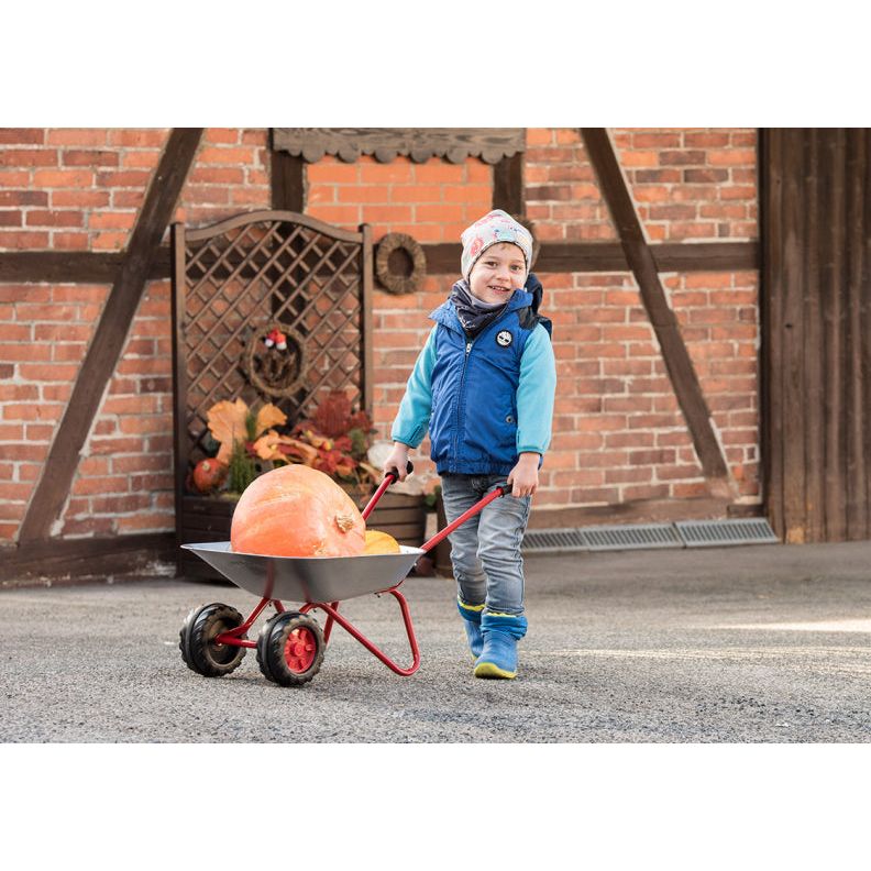 Load image into Gallery viewer, Rolly toys Stalen kruiwagen junior zilver rood
