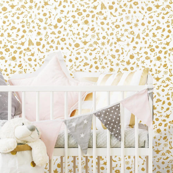 Load image into Gallery viewer, Roommates Behang Peel and Stick Icons 503 cm vinyl goud
