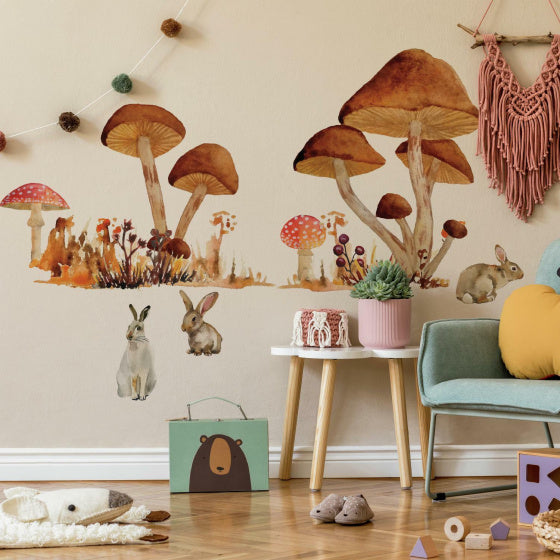 Load image into Gallery viewer, Roommates Muursticker Mushroom junior 83,51 x 127 cm bruin
