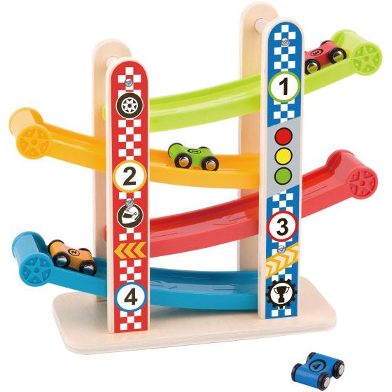 Load image into Gallery viewer, Tooky toy Houten Autobaan met Speelauto's 18 maanden 5-delig
