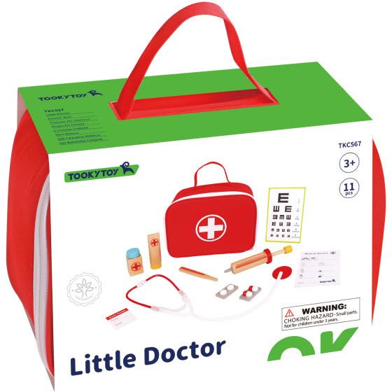 Load image into Gallery viewer, Tooky toy Little Doctor Houten Speelset Rood 11-delig
