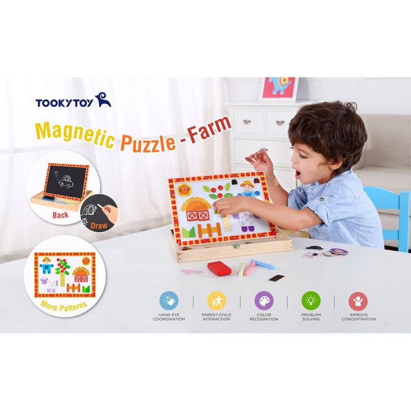 Load image into Gallery viewer, Tooky toy Educatieve Magneeten Krijtbord Boerderij 85-delig
