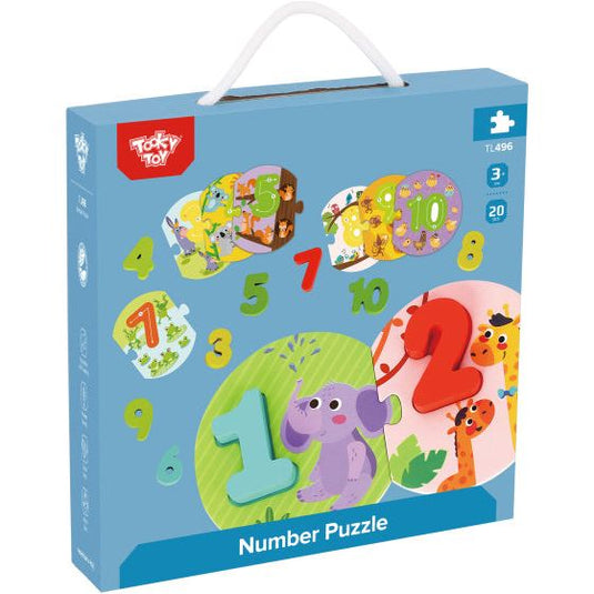 Tooky toy Getallenpuzzel Educatief Houten Speelgoed 20-delig