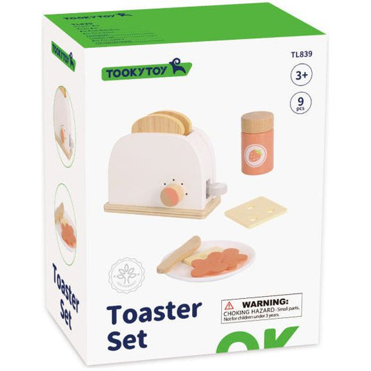 Tooky toy Houten Broodrooster met Accessoires 9-delig