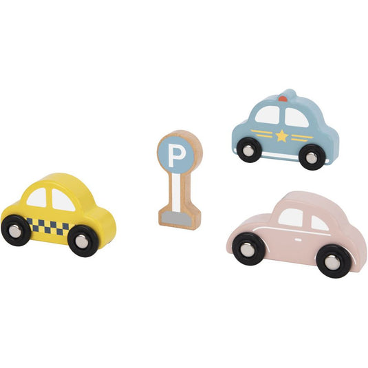 Tooky toy Houten Voertuigenen Verkeersbordenset 12-delig