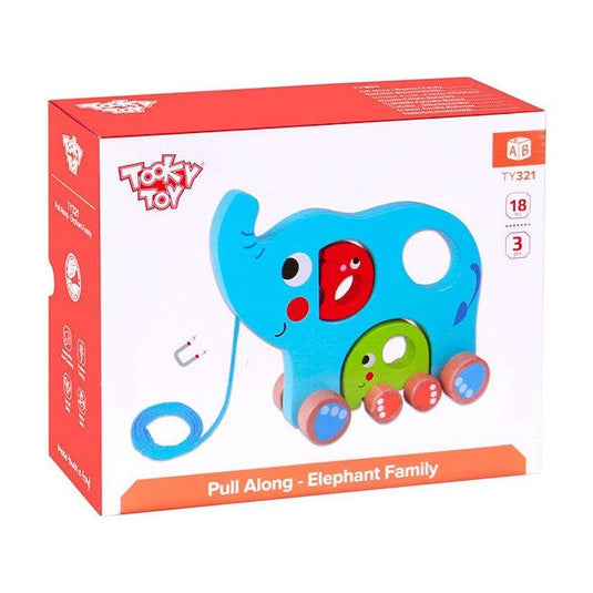 Tooky toy Olifant Houten Trekfiguur 18 maanden Blauw 3-delig