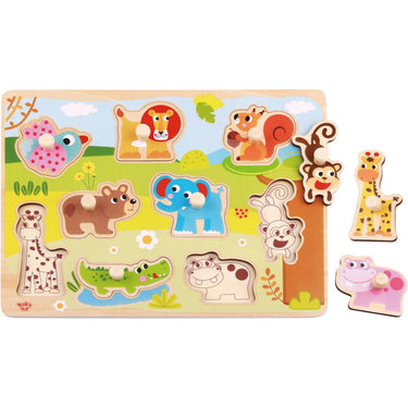 Tooky toy Educatieve Houten Vormenpuzzel Dieren 10-delig