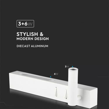 V-tac Wandlamp VT-2953 led 30 cm 9W 3000K 680lm wit