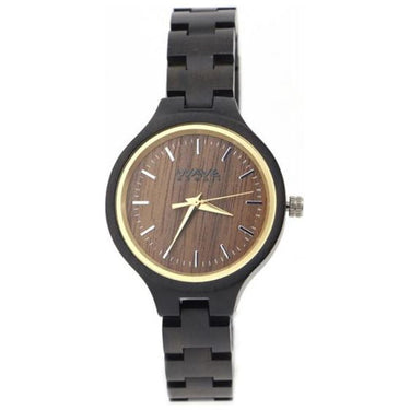 Wave hawaii Horloge Citizen Miyota dames 3,5 cm hout bruin zwart