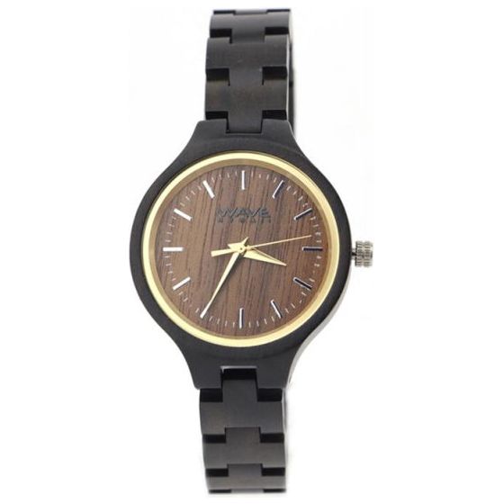 Load image into Gallery viewer, Wave hawaii Horloge Citizen Miyota dames 3,5 cm hout bruin zwart
