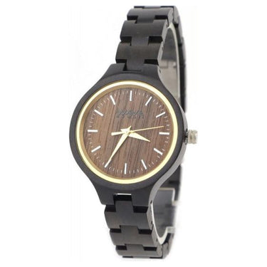 Wave hawaii Horloge Citizen Miyota dames 3,5 cm hout bruin zwart