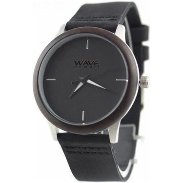 Wave hawaii Horloge Citizen Miyota dames 4 cm hout leer zwart