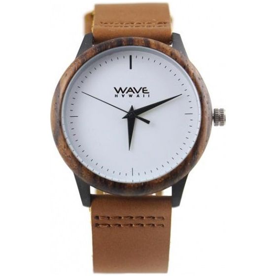Load image into Gallery viewer, Wave hawaii Horloge Zebra dames 4 cm hout leer bruin
